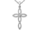 1/4 Carat (ctw) Diamond Cross Pendant Necklace in 10K White Gold with Chain